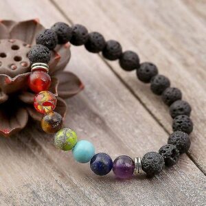7 Chakra Lava Stone - Natural Multi Stones Bracelet - Image 2