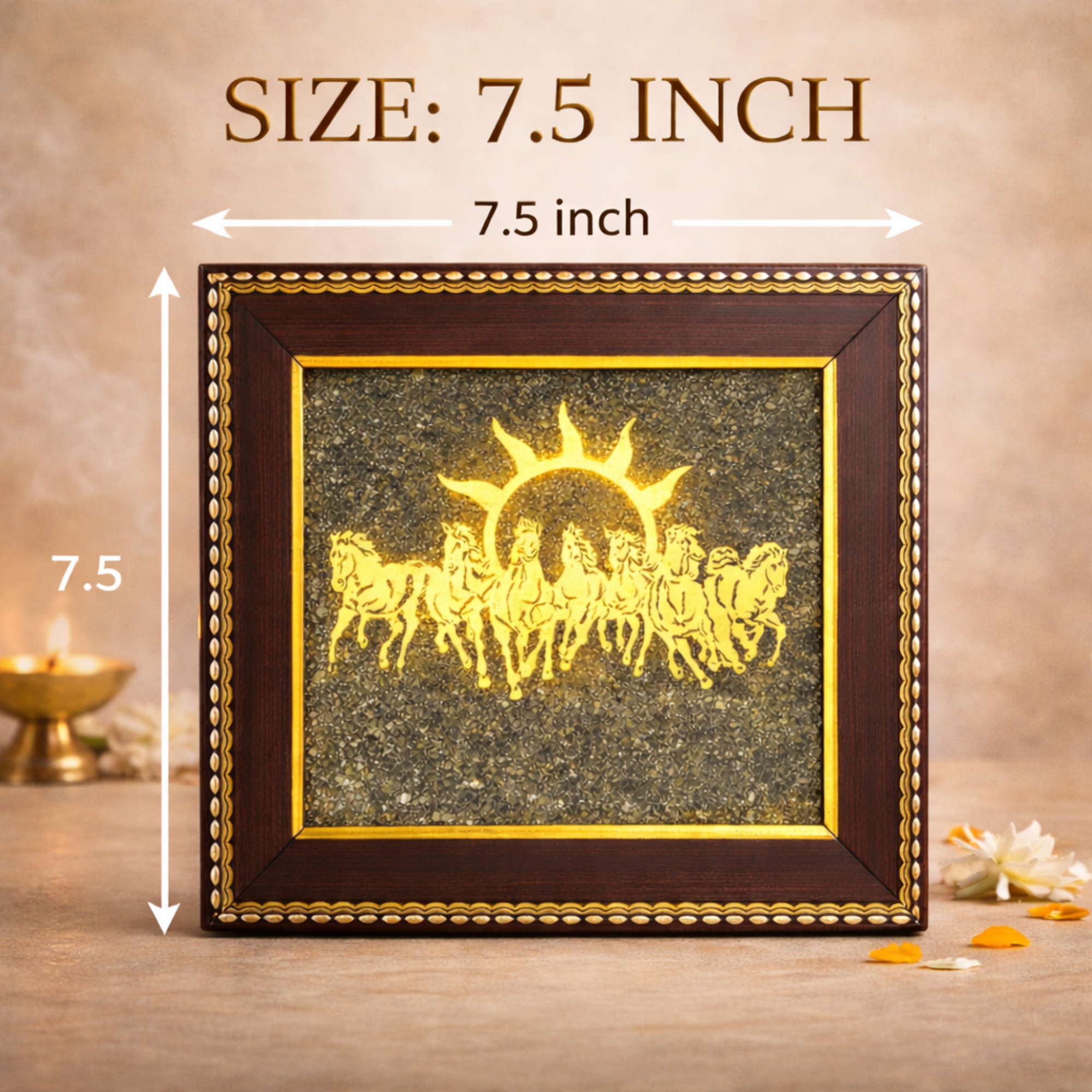 7 Horses on Raw Pyrite Frame
